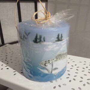 It's a Fishy Life, Candle, Hand Painted, Helen Radok, Nature, 3" Pillar